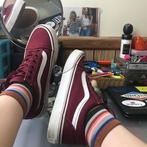 maroon “old skool” ankle vans